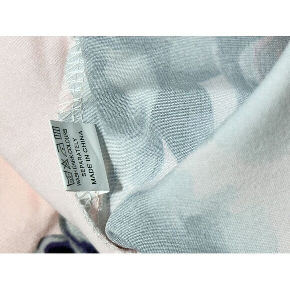 Women's Polyester Floral Print Split Neck Short Sleeve Top Pink Size Large - Picture 8 of 9